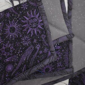 Large Purple and White Stars Handmade Quilt